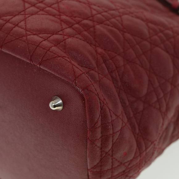 Christian Dior Lady Dior Canage Tote Bag Coated Canvas Red Auth bs4684 - Picture 16 of 16